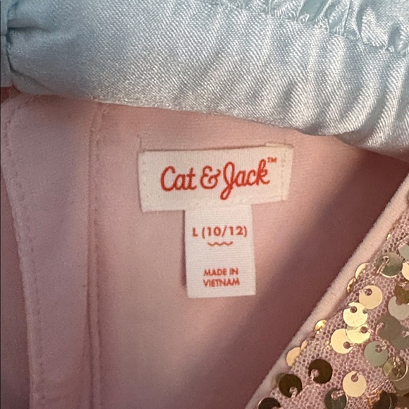 Cat & Jack large 10/12 gold sequin pink tutu dress long sleeve - Picture 3 of 4